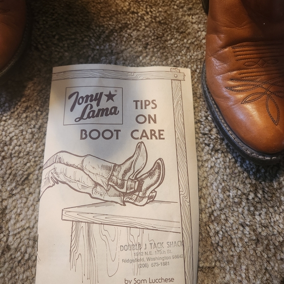 Vintage Tony Lama Brown Western Heeled Boots Size 7 - Picture 4 of 11